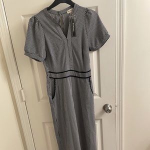 Navy and white jumpsuit